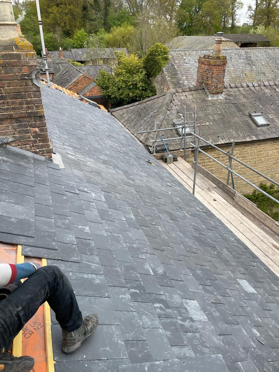Roofing work in progress by All Pro Contractors