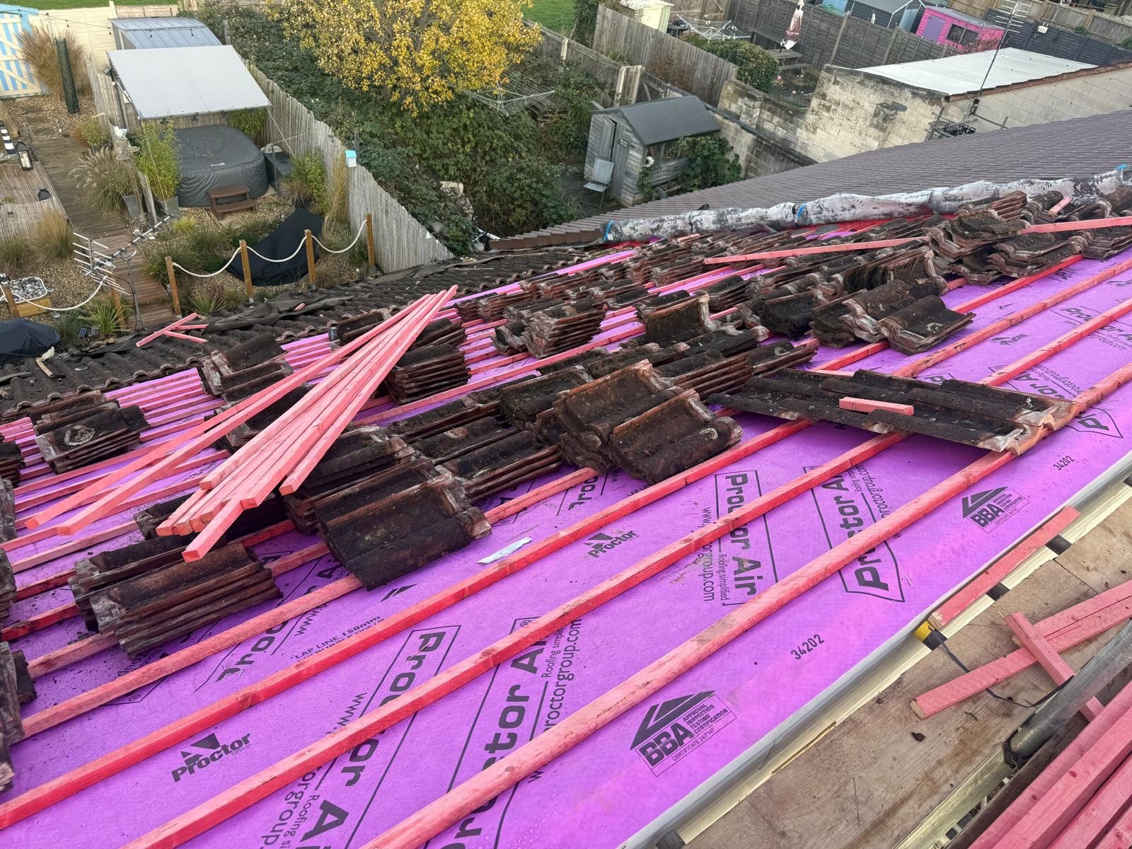 Roofing work in progress by All Pro Contractors